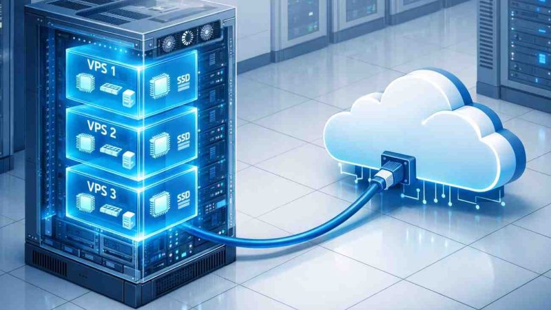 Visualisasi Cara Kerja VPS: Satu Server Fisik Dibagi Menjadi Banyak Virtual Server