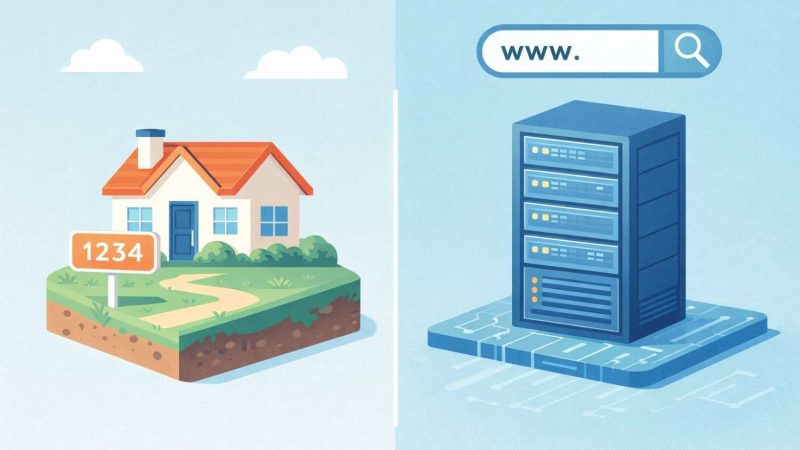 Ilustrasi analogi apa itu hosting dan domain ibarat rumah dan alamat jalan